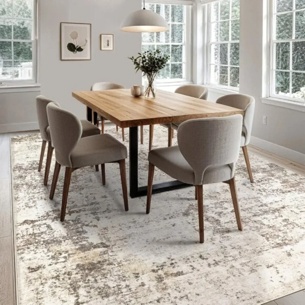 5x7 Washable Area Rug, Modern Abstract Non-Slip Carpet for Home & Office Decor